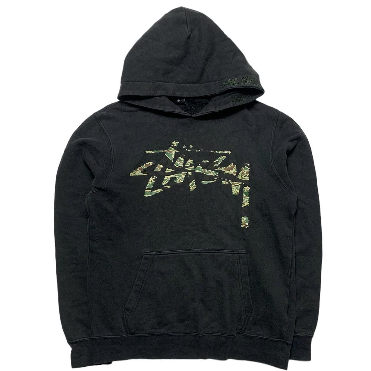 Stussy Hoodie Sick camo spellout , rare design... - Depop