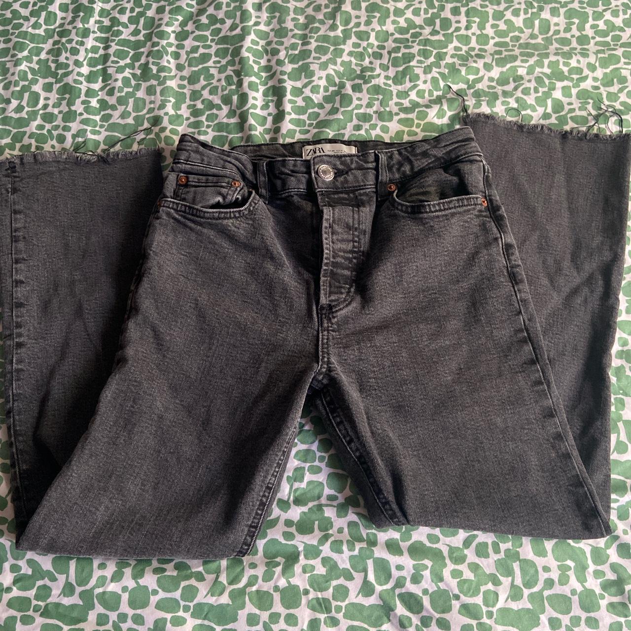Zara Mini Flare Cropped Distressed Jeans shrunk a... Depop