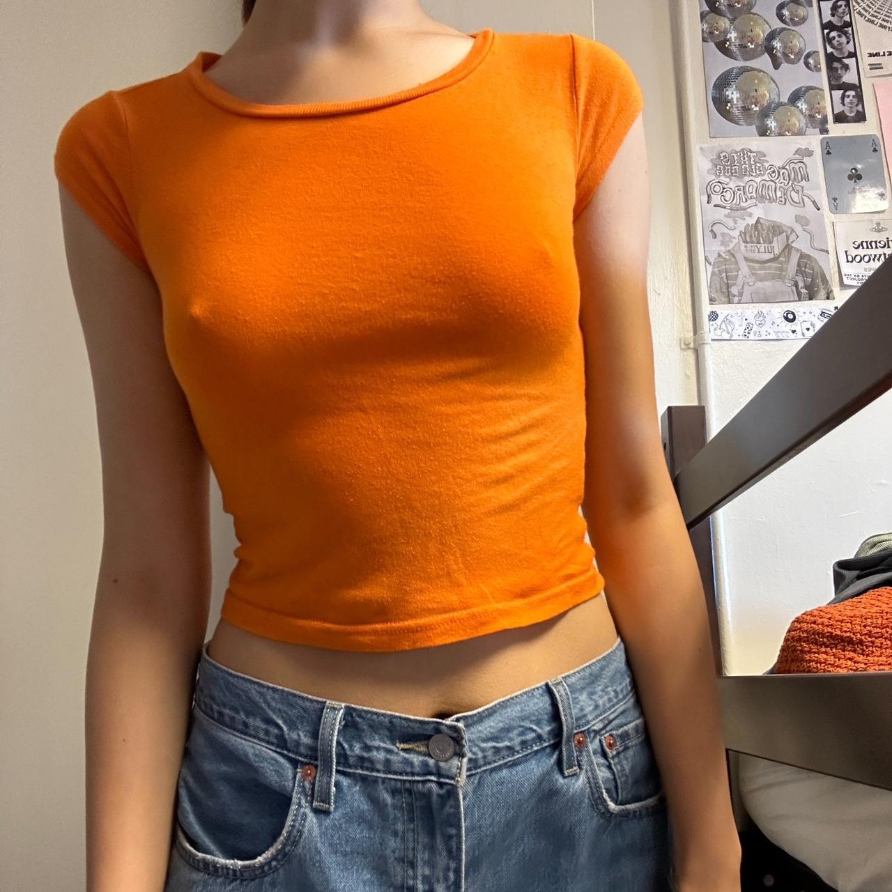 Adorable basic orange baby tee tagged brandy for... Depop