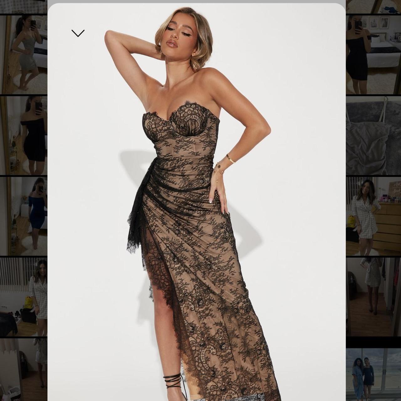 Tan dress store with black lace