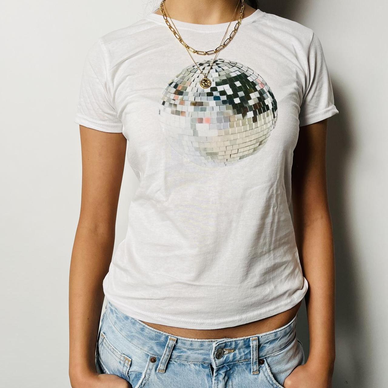 Disco ball baby tees In stock! Model is a size... Depop