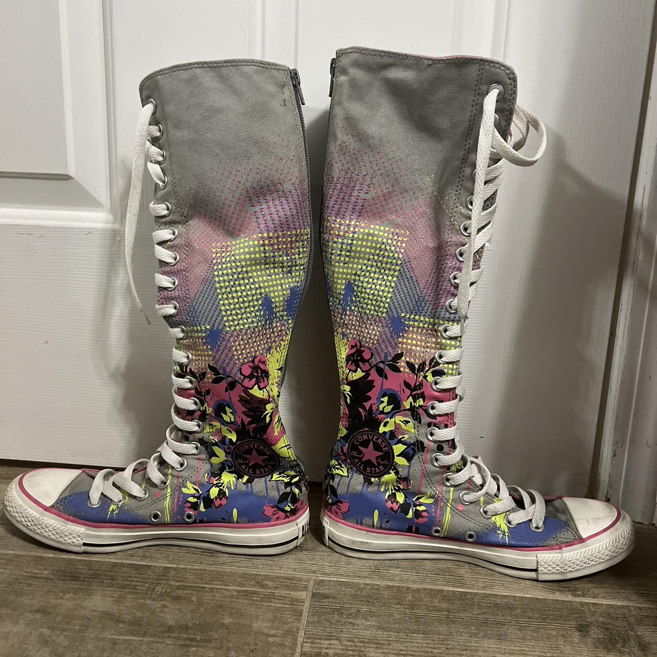 Knee high converse multicolored, great condition,... - Depop