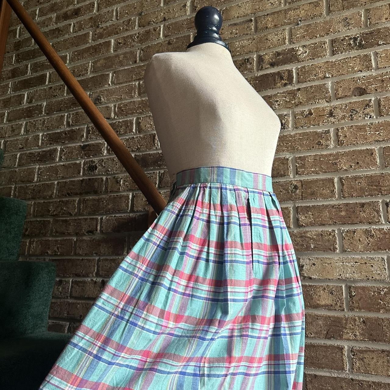 Blue plaid skirt 80s sale