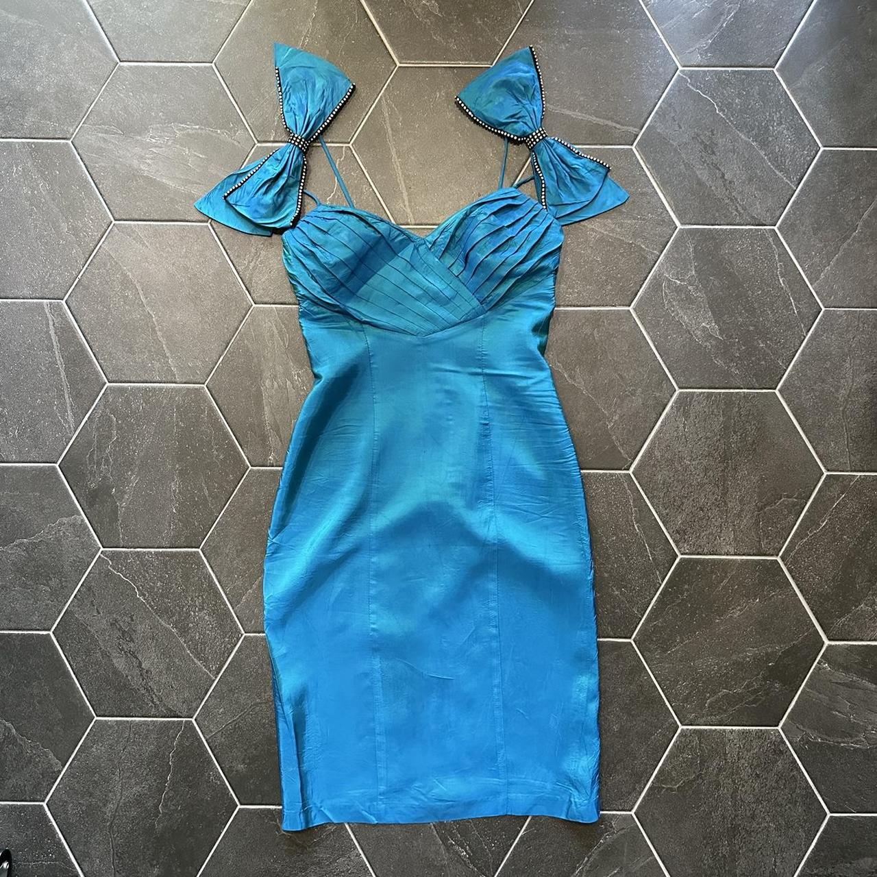 VTG 80s Retro Electric Blue Satin Silky Depop
