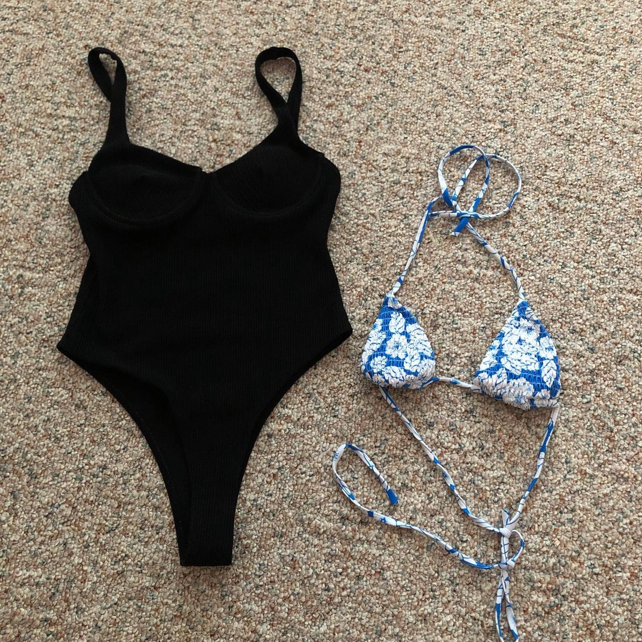 Black Ribbed One Piece Swimsuit Worn Once No Flaws Depop