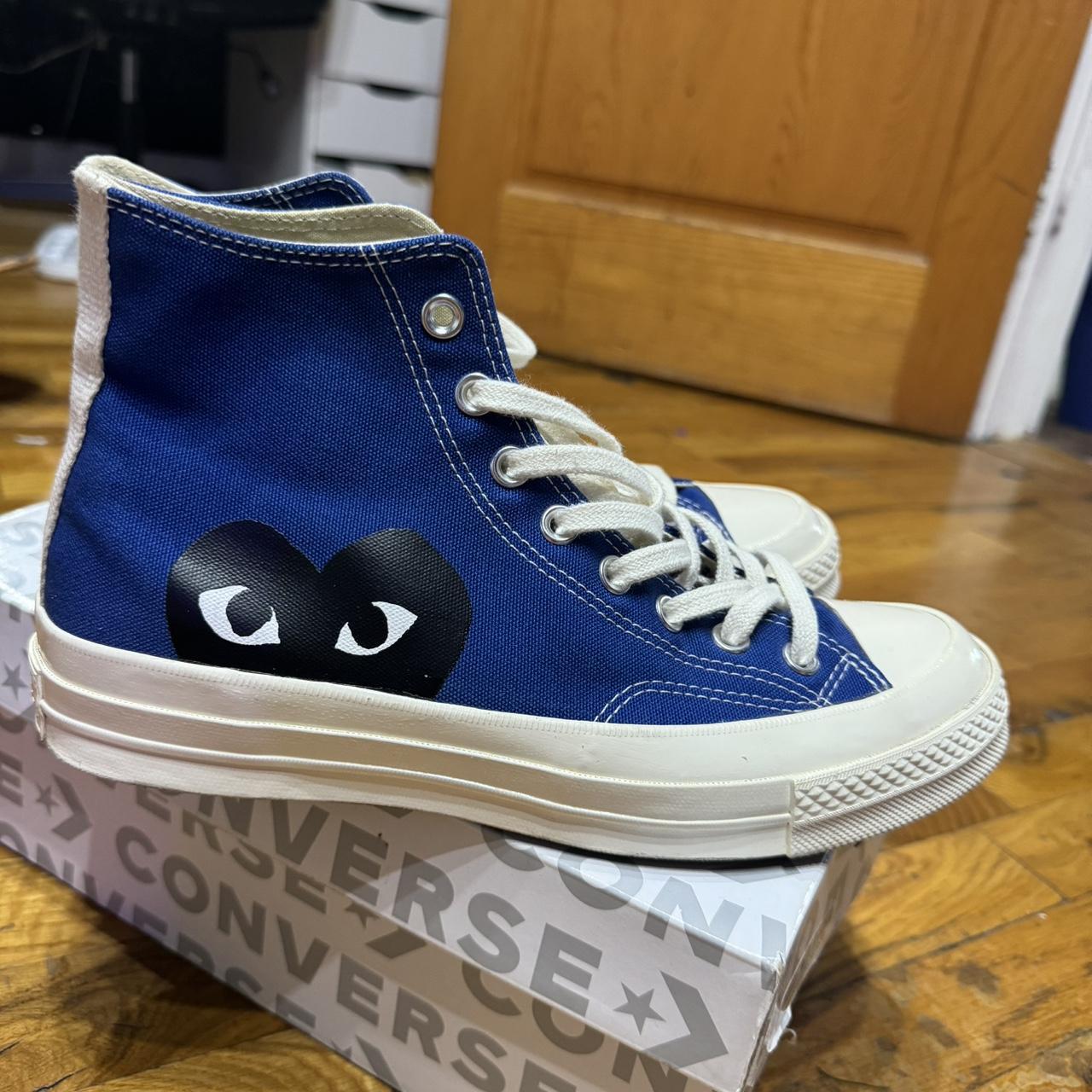 Blue CDG Converse. Worn twice in excellent. Depop