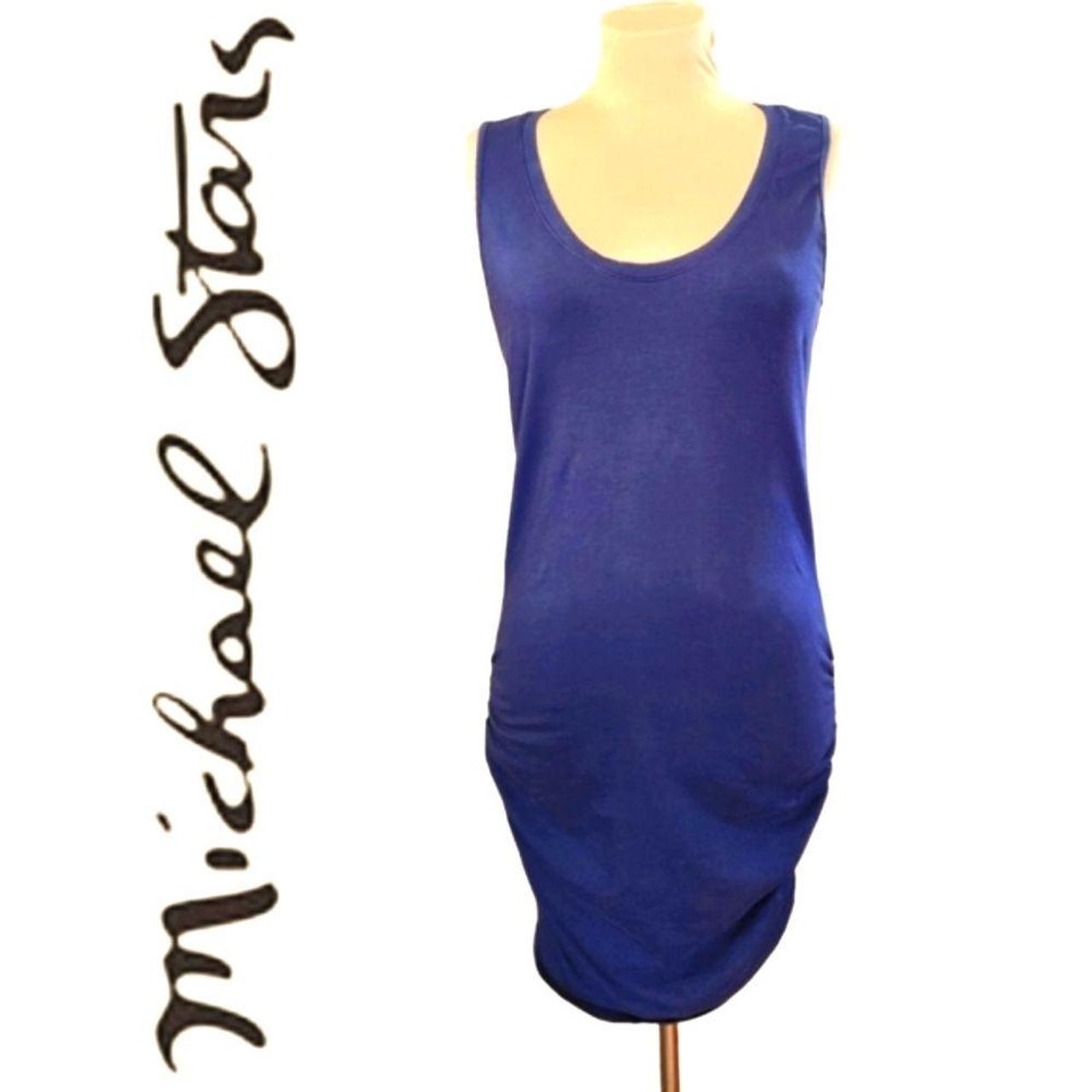 Michael Stars navy blue ruched cotton tank dress . Depop