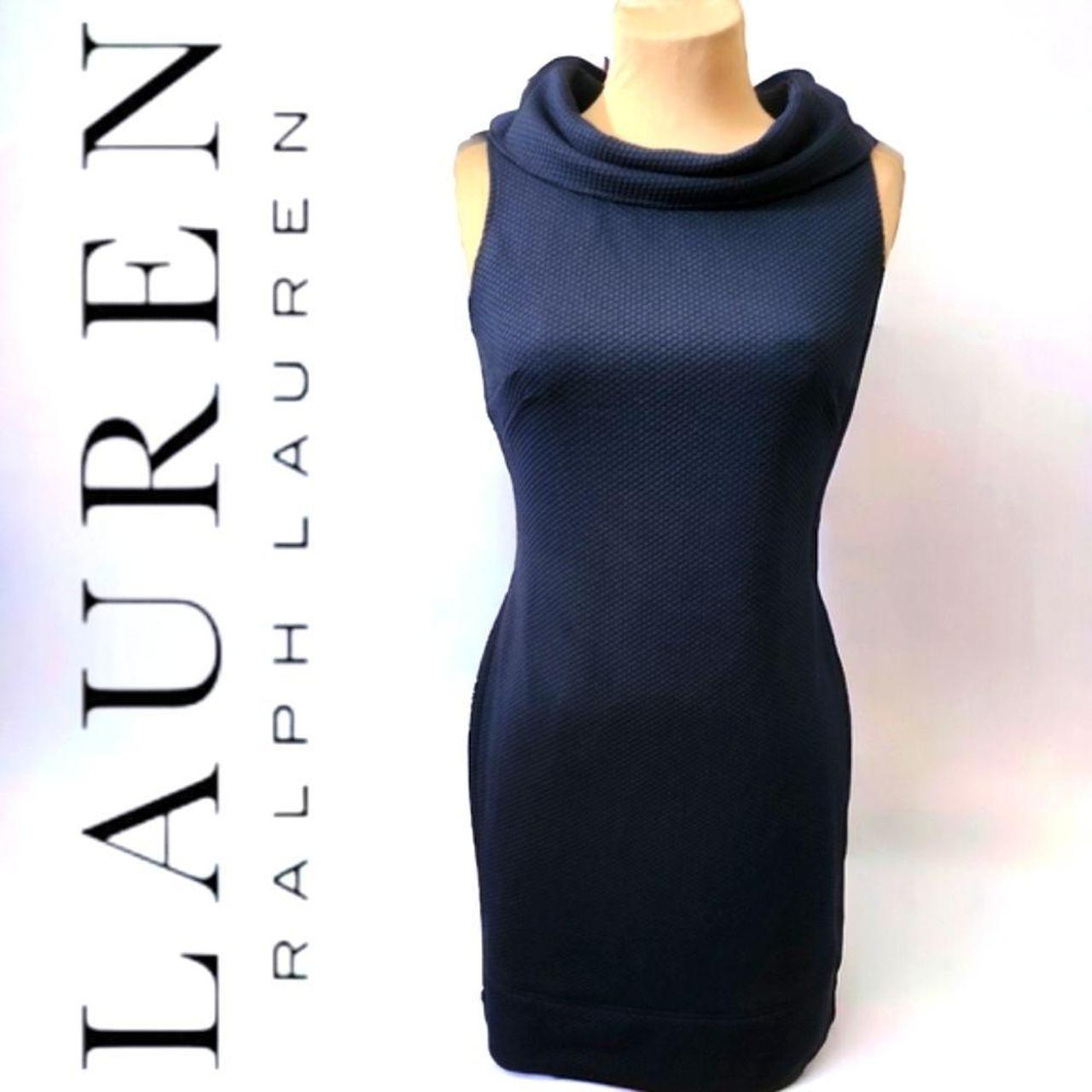 LAUREN by RALPH LAUREN rolled collar navy blue