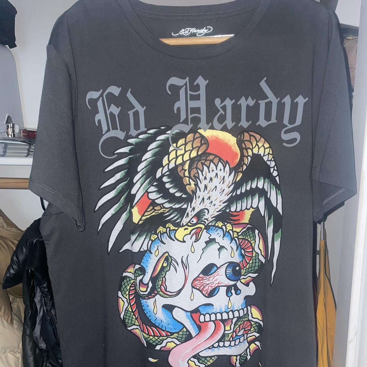 Ed Hardy tee Red back hit 21x28 #y2k #edhardy - Depop