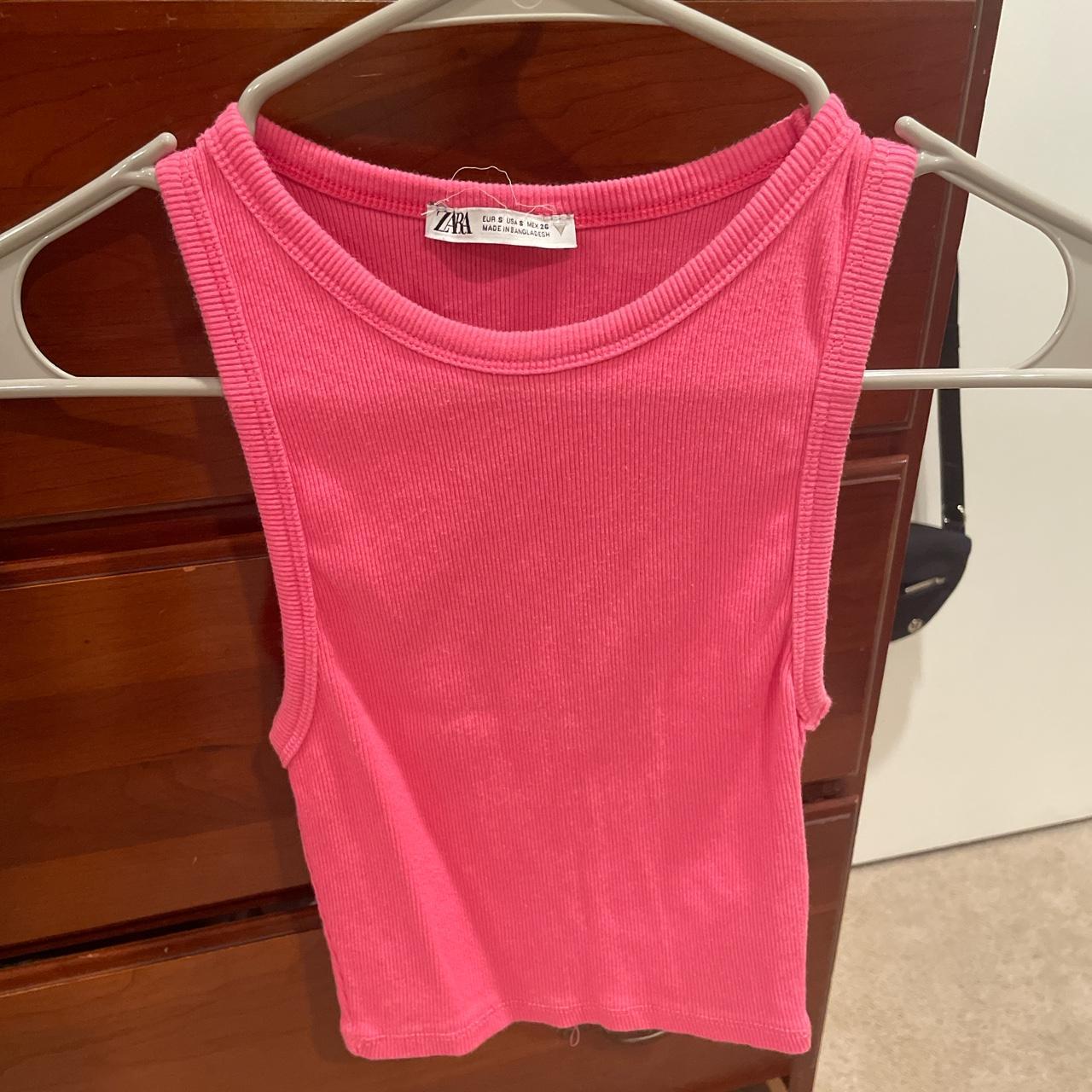 Zara Pink Tank Top size small slightly cropped Depop