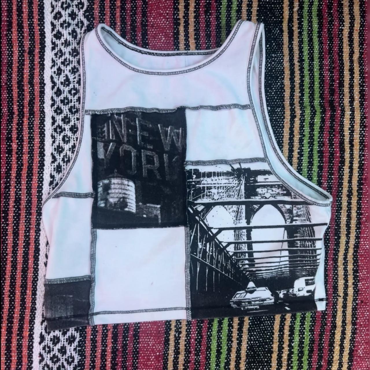 h&m black and white patterned top #h&m #top #y2k - Depop