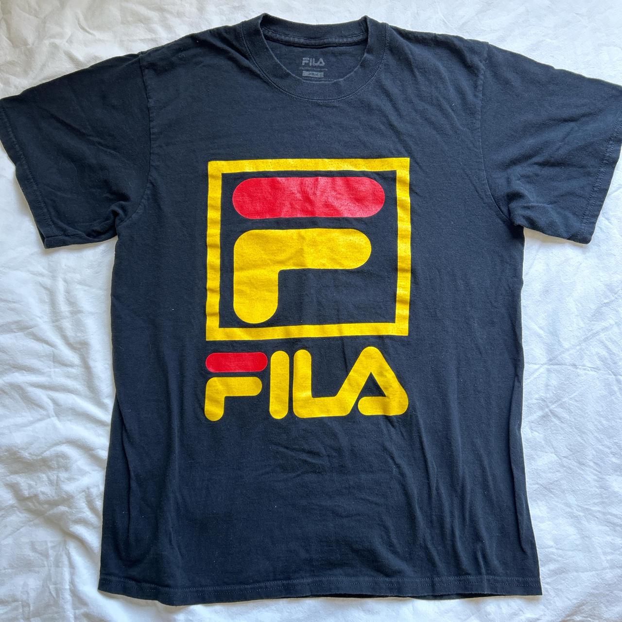 Black and yellow fila shirt hotsell