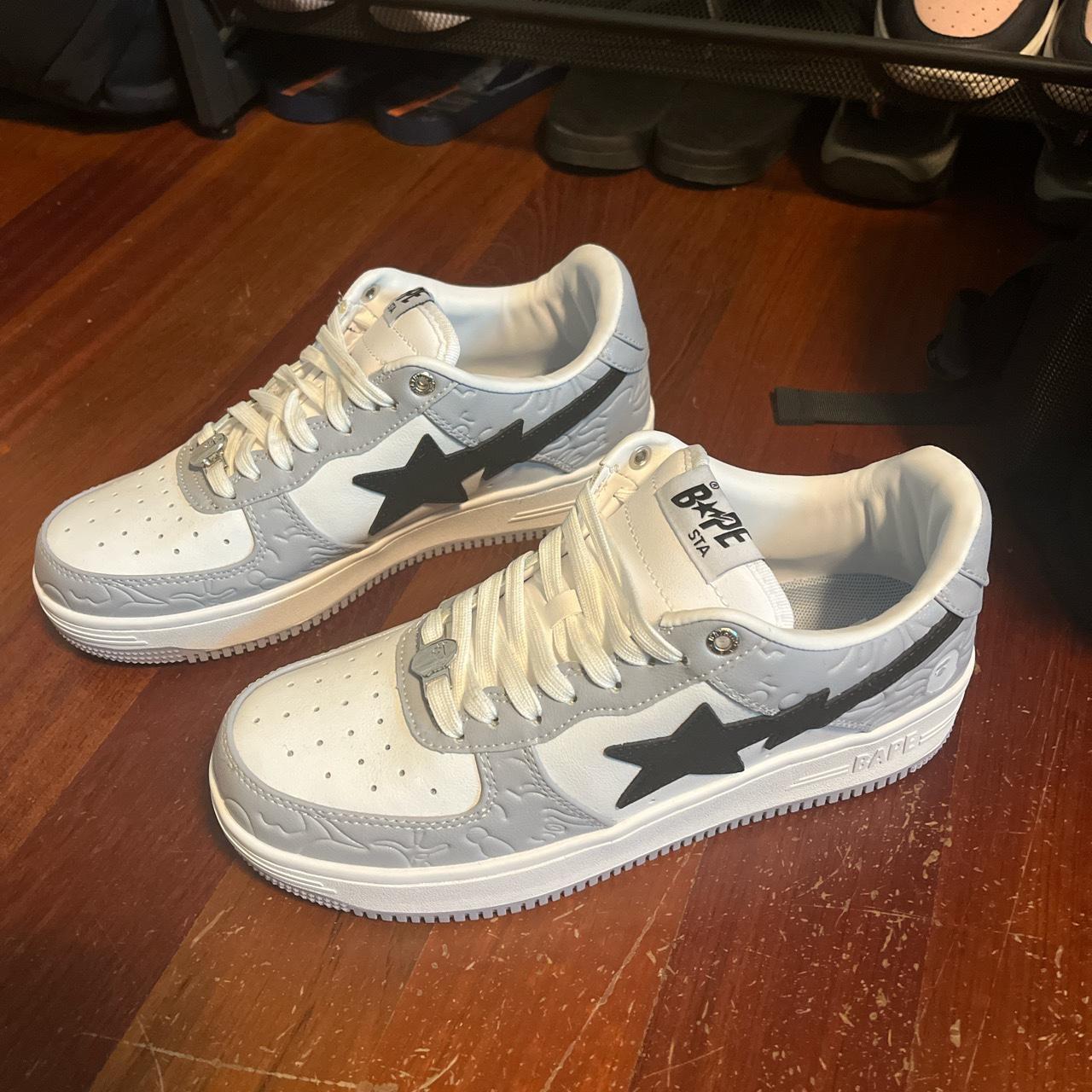 BAPE Men's Grey and Black Trainers | Depop