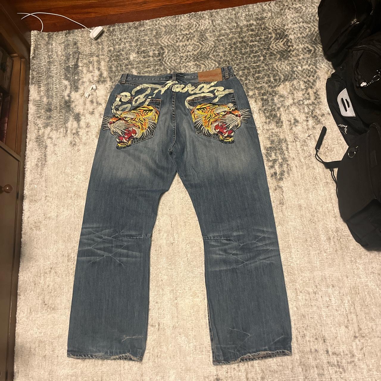 Ed Hardy Tiger Embroidered Clawed Embroidered and... - Depop