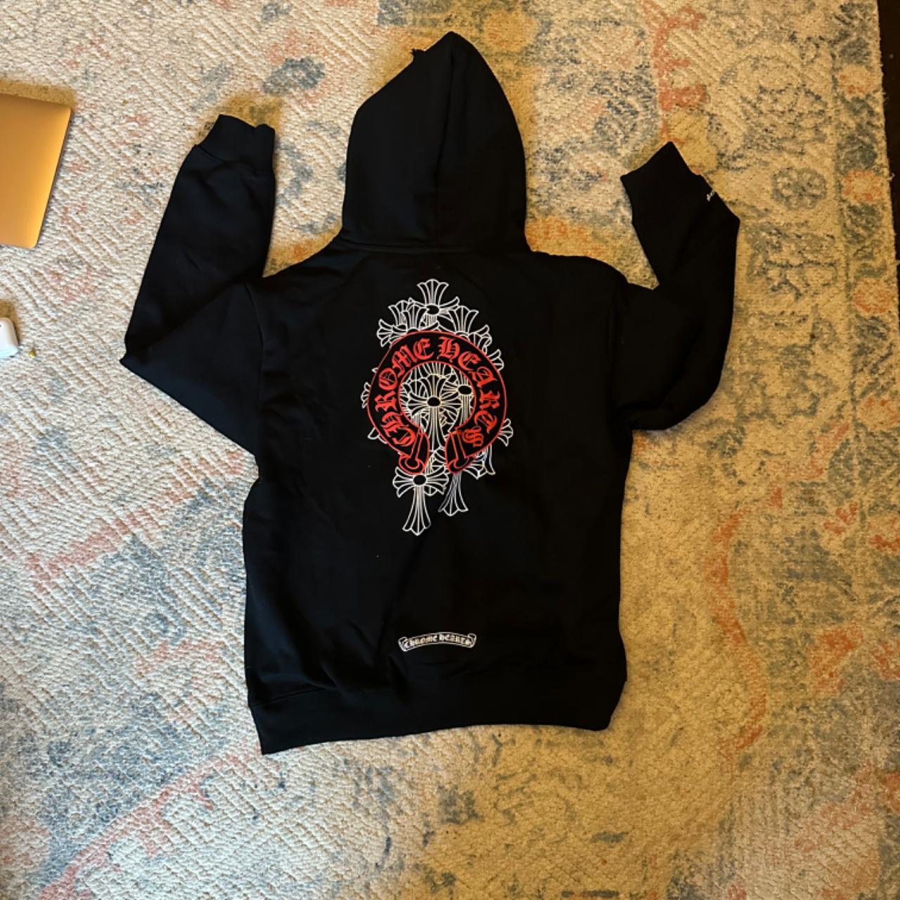 Red and black cheap chrome hearts hoodie