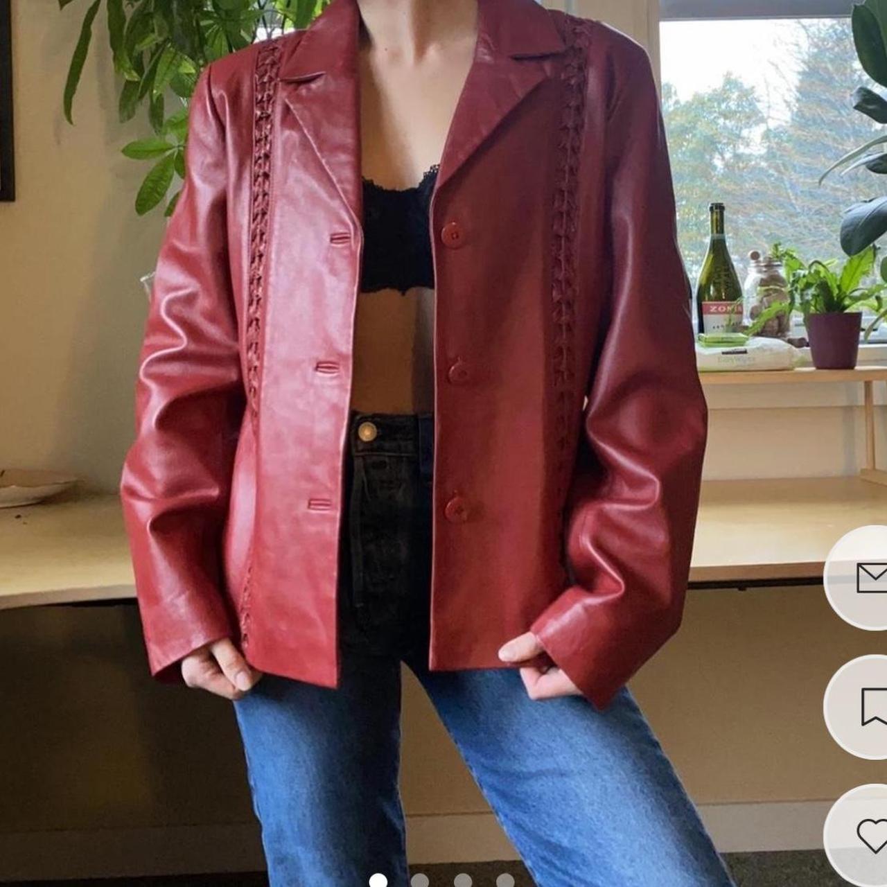 Vintage Saguaro Red Leather Blazer Size: M Can fit... - Depop
