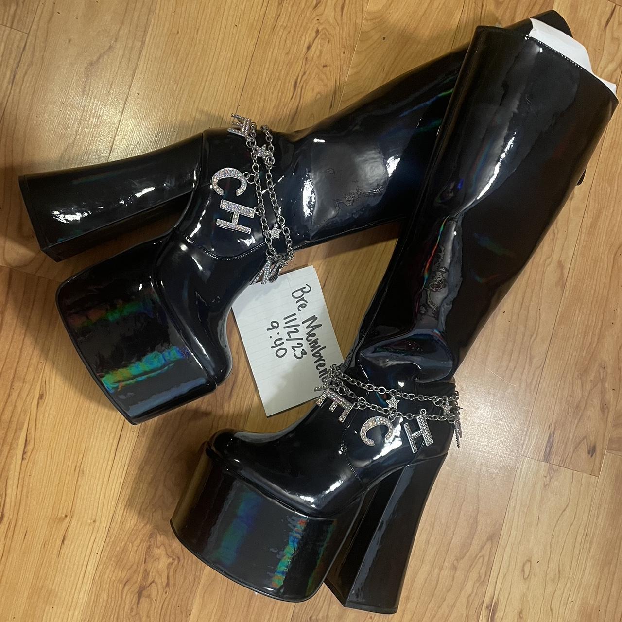 🖤 Club Exx Techno Charm Platform Go Go Boots $100... - Depop