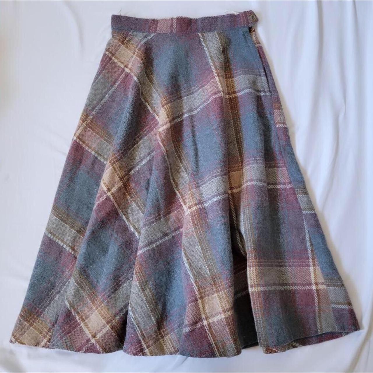 vintage plaid midi circle skirt x see photos for... - Depop