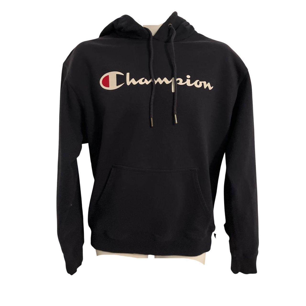 Champion Men's Black Hoodie | Depop