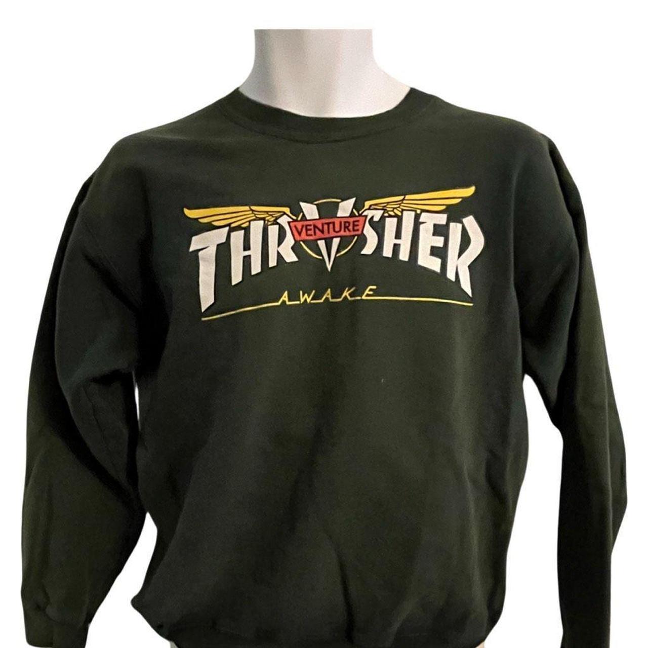 Thrasher Thrashed Distressed Green Crewneck. Size Depop