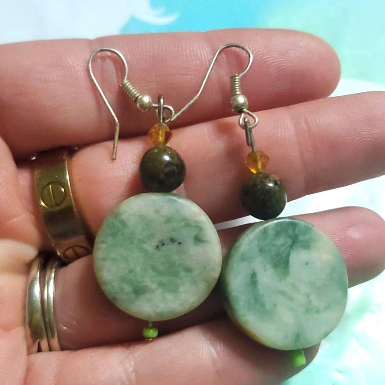 vintage real stone Soapstone earrings... Depop