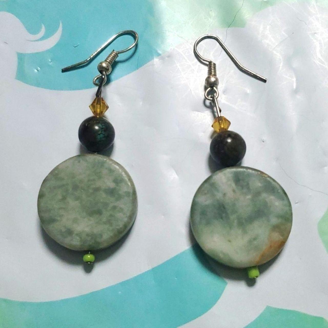 vintage real stone Soapstone earrings... Depop