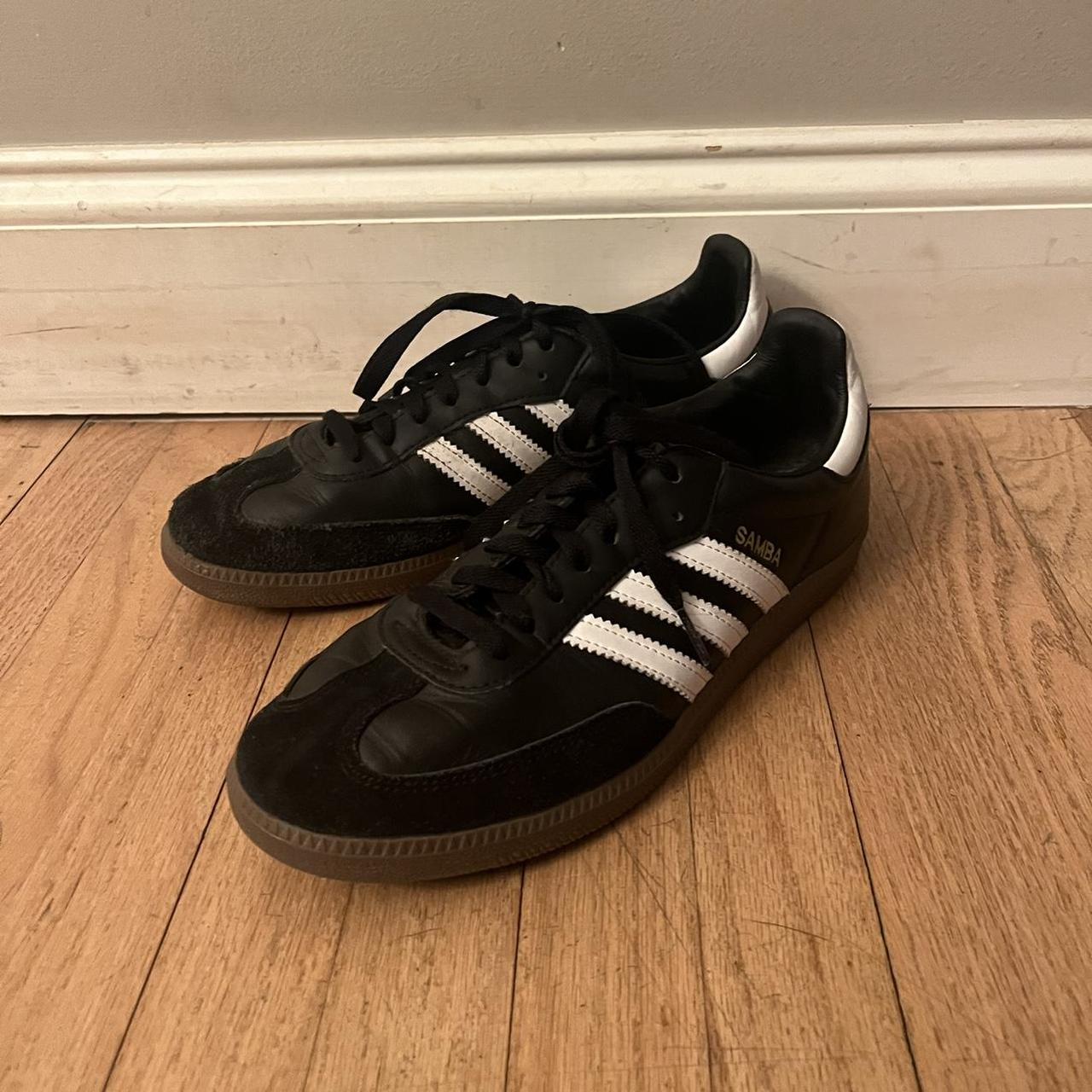 adidas samba - core black/cloud white/gum size:... - Depop