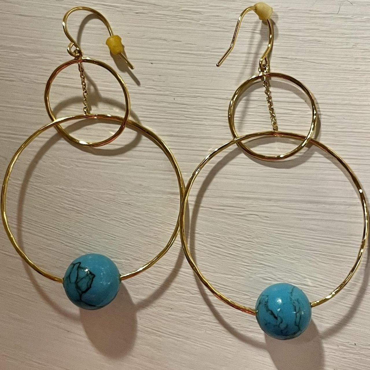 Gorjana gold tone and turquoise earrings. Only worn... Depop