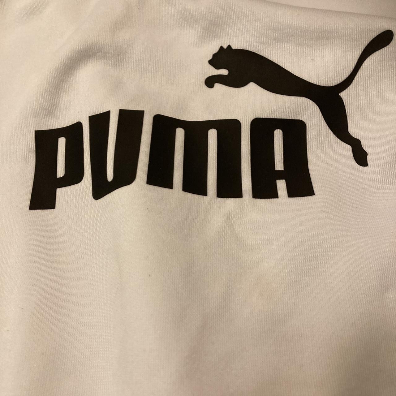 White Puma Poly Crew Neck Long Sleeved Pullover... - Depop
