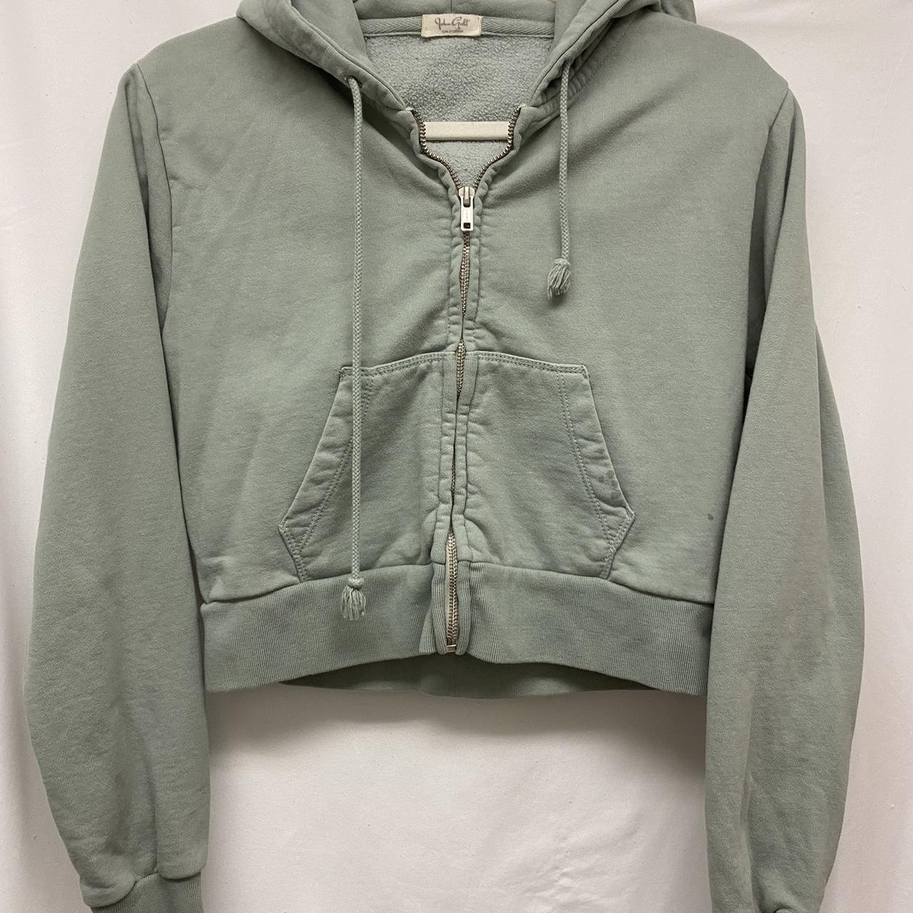 john galt grey crop zip up hoodie -soft and - Depop