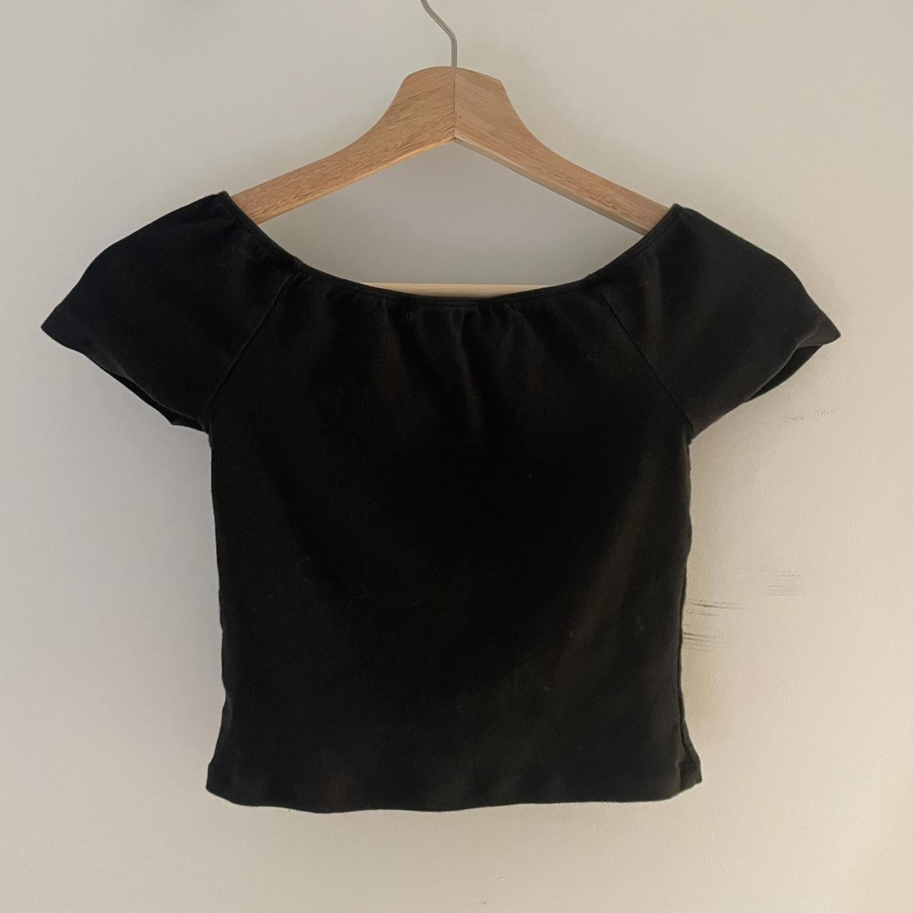 Black boat neck crop top, fits size 0-2 - Depop