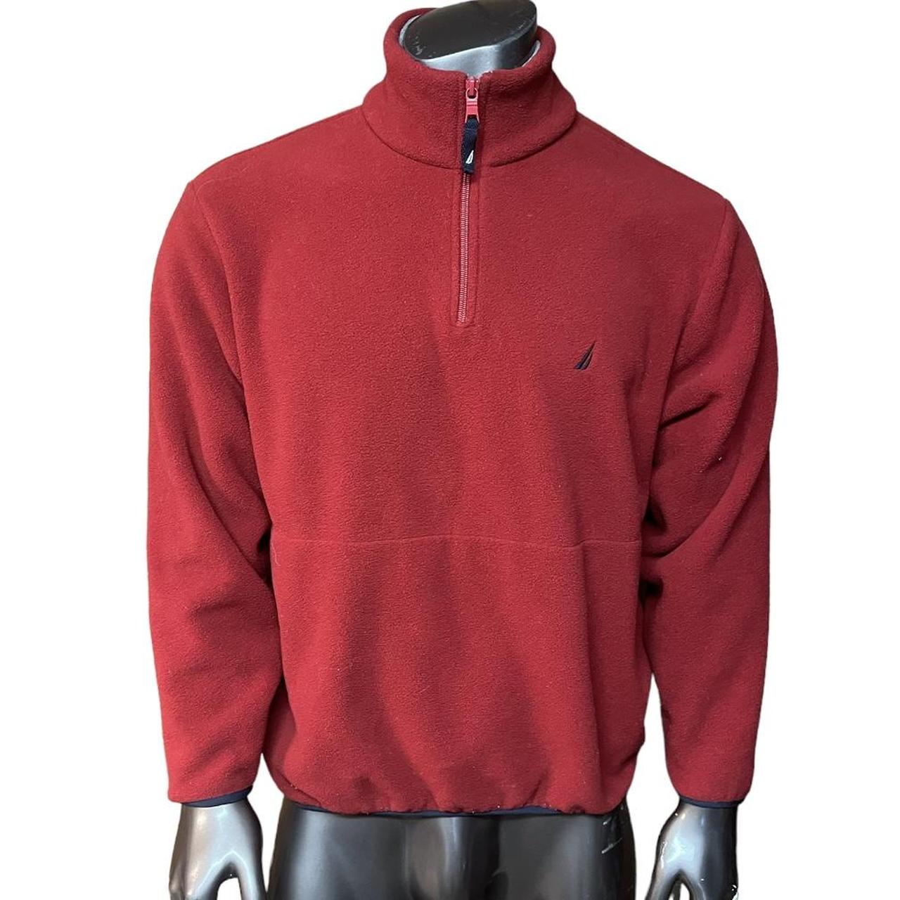 Vintage Red Nautica Quarter Zip Pullover Jacket Size... - Depop