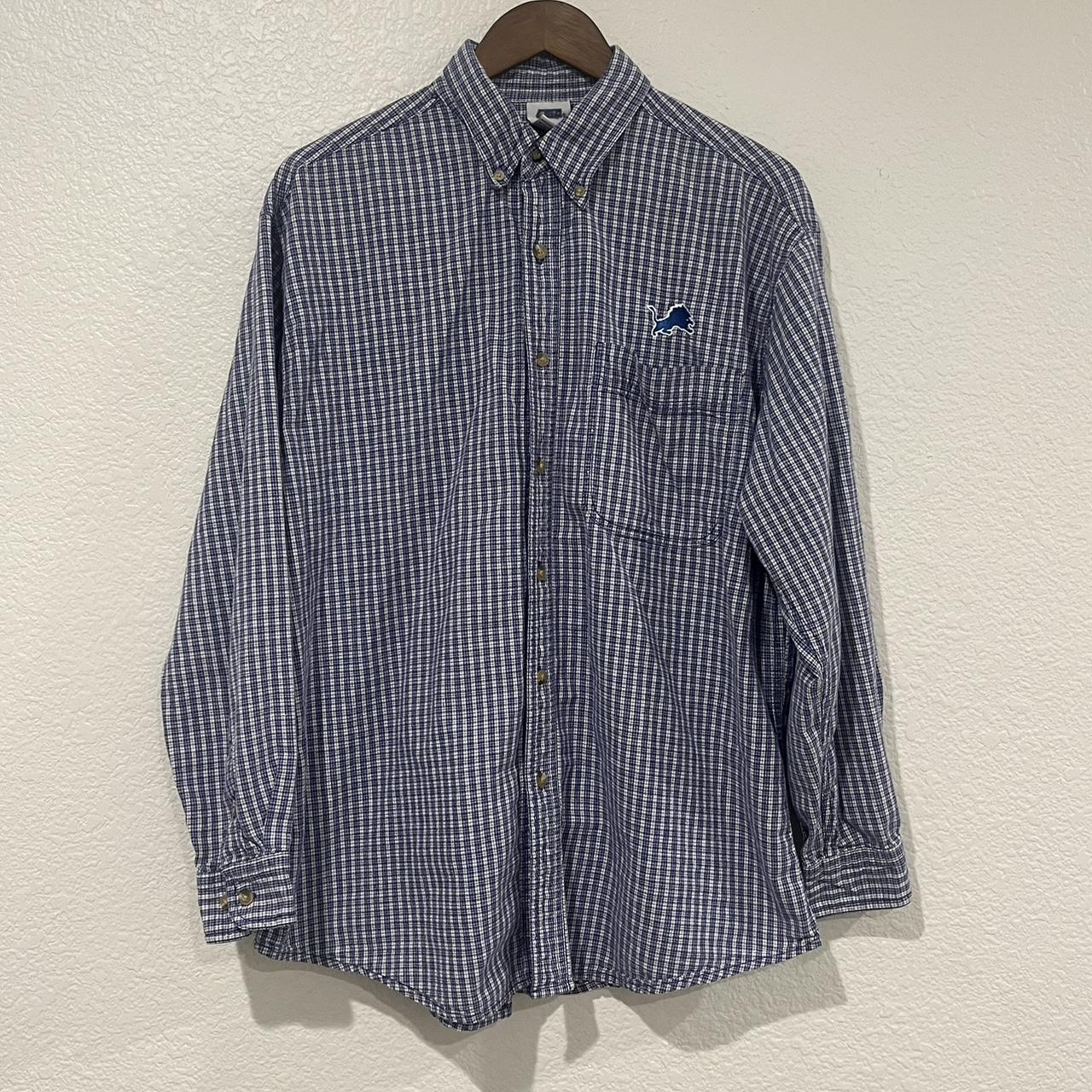 VINTAGE Detroit Lions Flannel Shirt Adult Large Blue - Depop