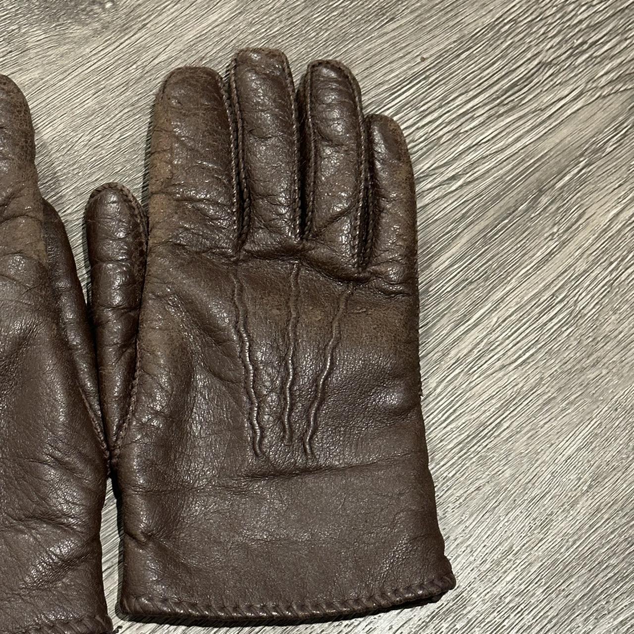 VINTAGE Marshall Field Company Brown Leather Gloves... - Depop