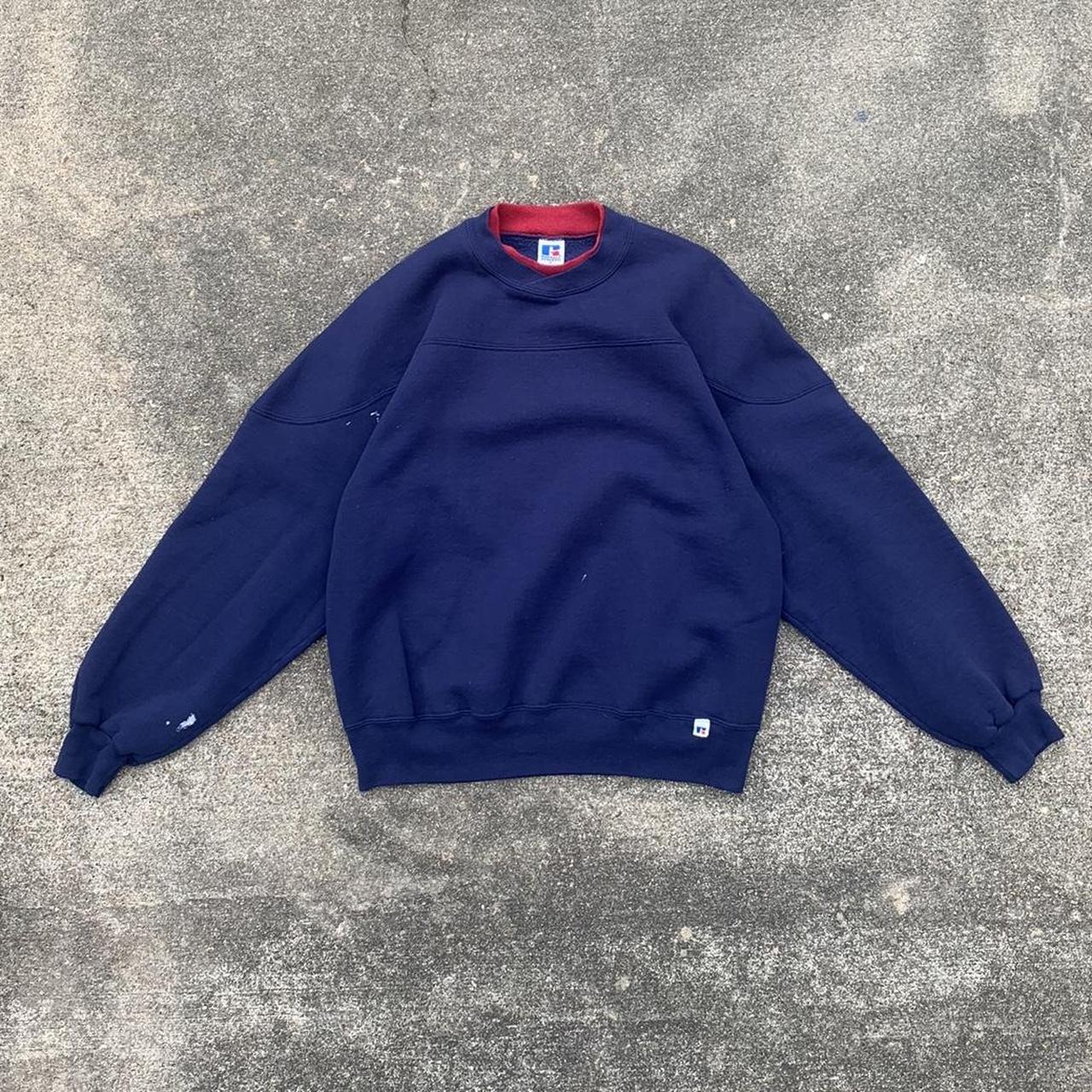 Russell Athletic Men's Navy and Red Jumper | Depop