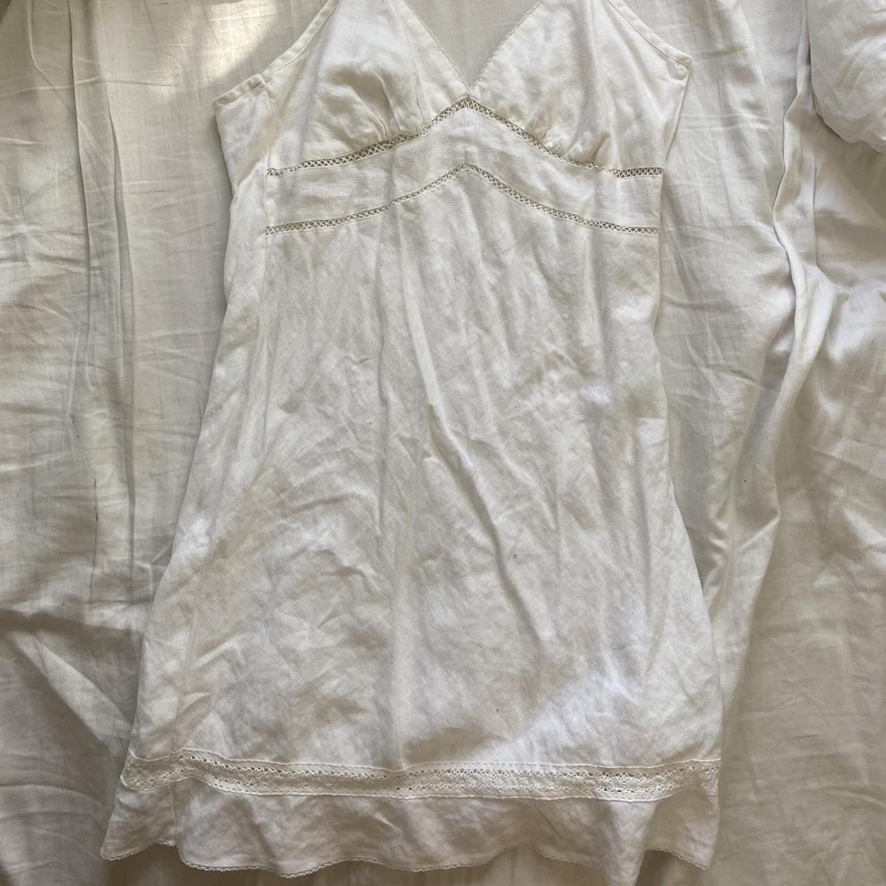 White linen halter dress Falls around knees 💜dm... - Depop