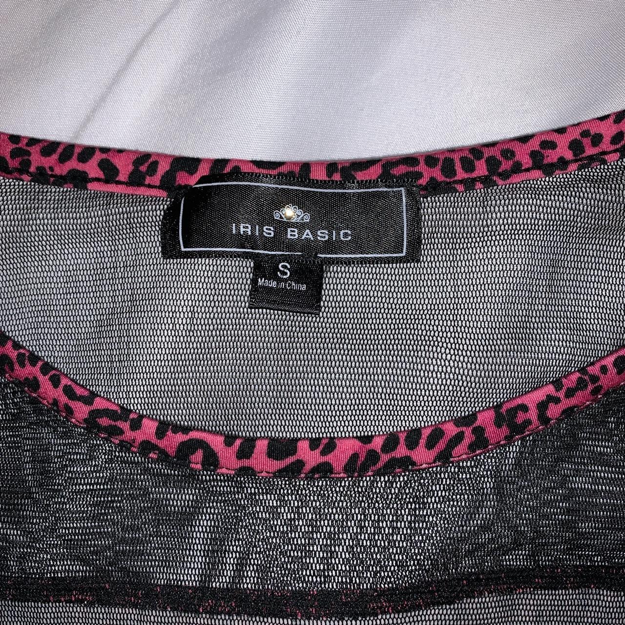 Hot pink cheetah print shirt. Mesh on top and... - Depop