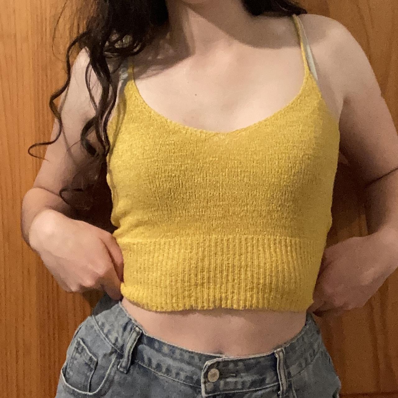 Forever 21 Women's Yellow and Gold Croptop Depop
