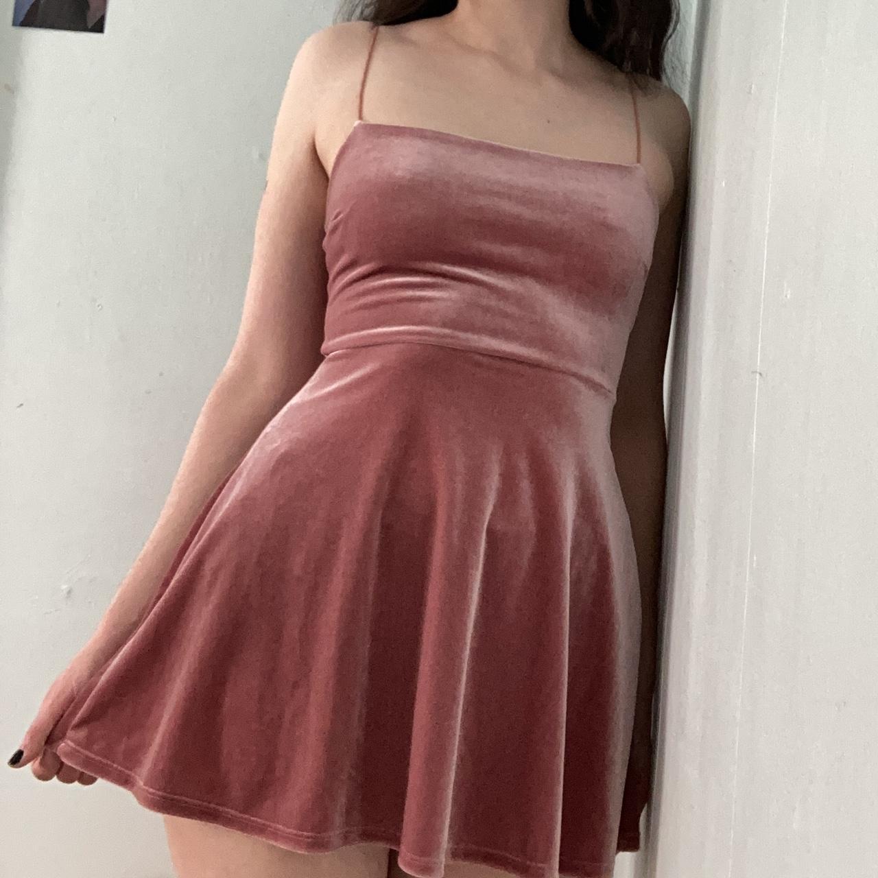 Pink velvet dress urban outfitters best sale