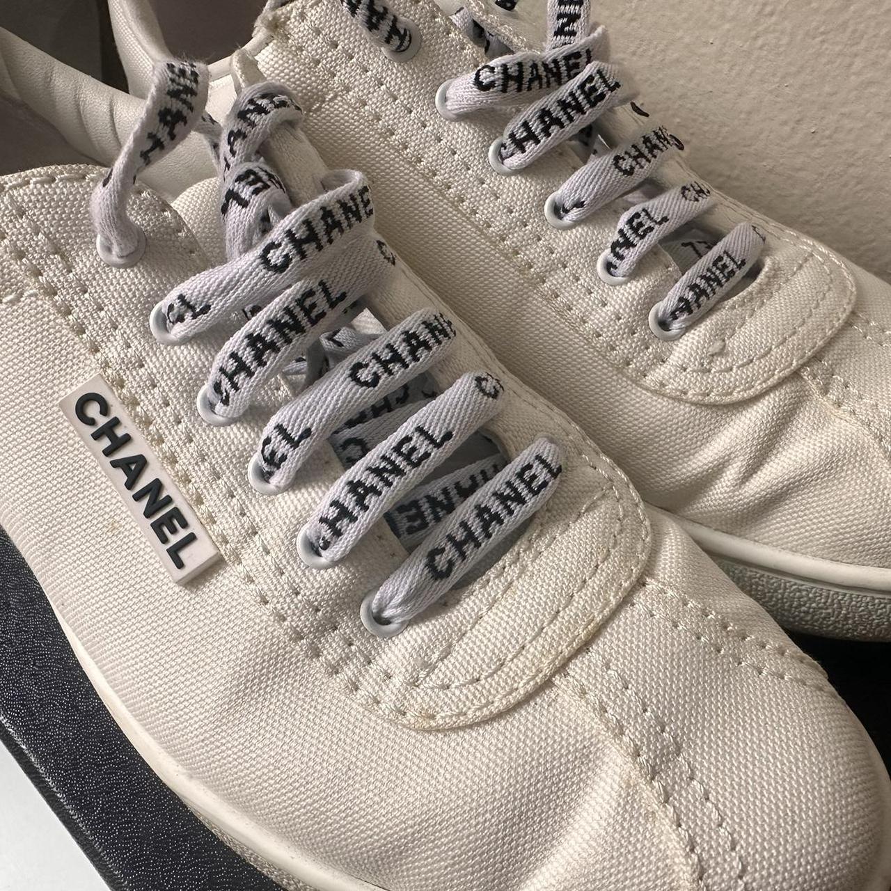 Authentic Chanel Ivory Fabric sneakers Size 36.5 | Depop Authentic Chanel Ivory Fabric sneakers Size 36.5 | Depop