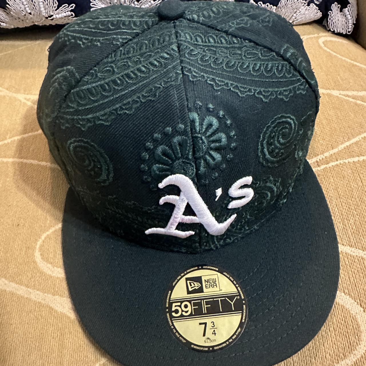 New Era Oakland A's Paisley Fitted Hat Green cap... - Depop