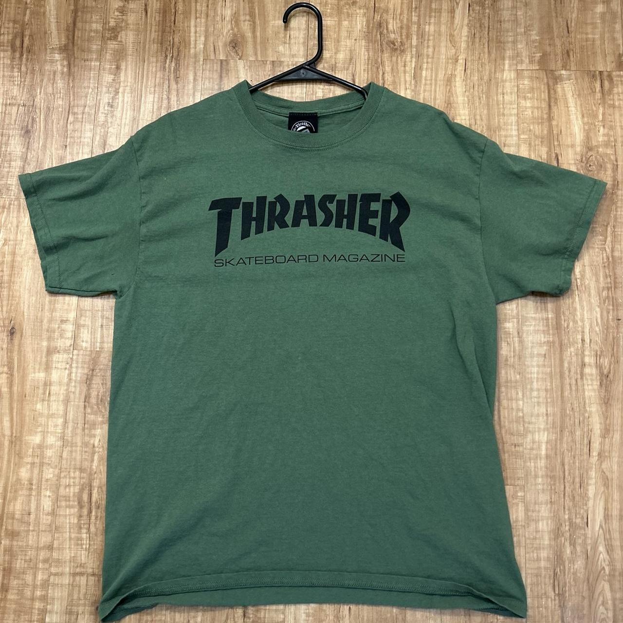 Thrasher Men's Green T-shirt | Depop