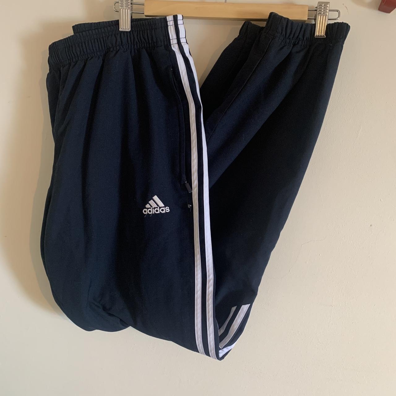 | Adidas | Trackie bottoms | Navy with white... - Depop