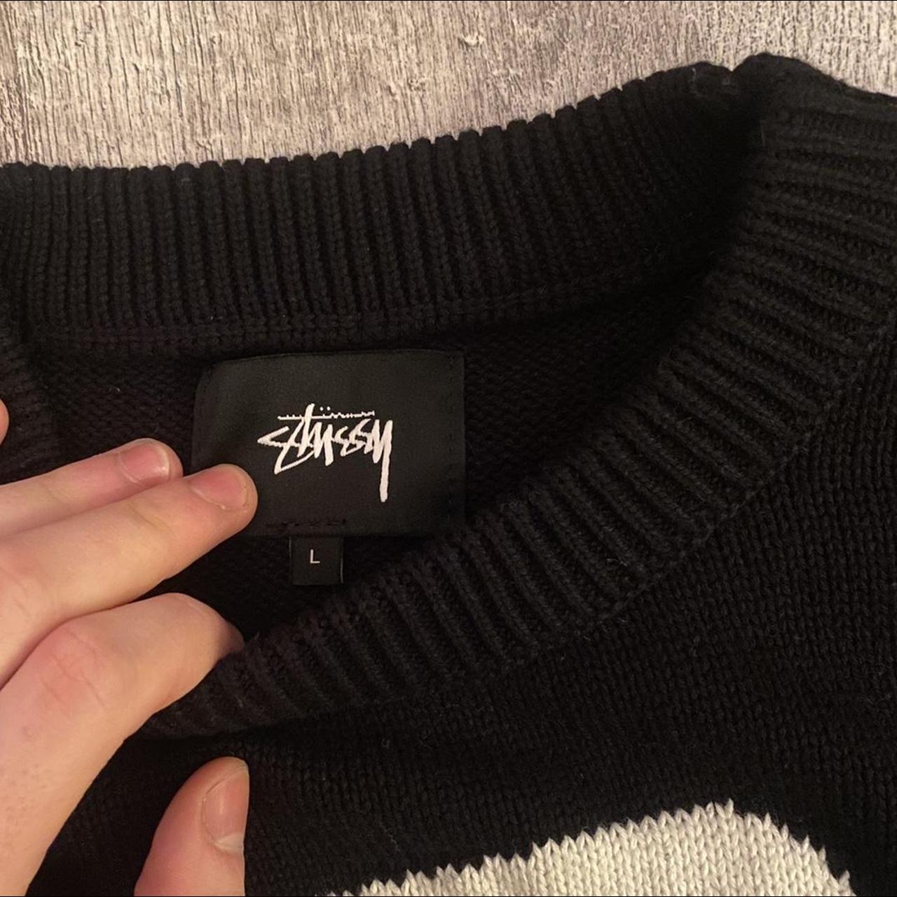 Stussy S knit sweater Black Size L Great - Depop