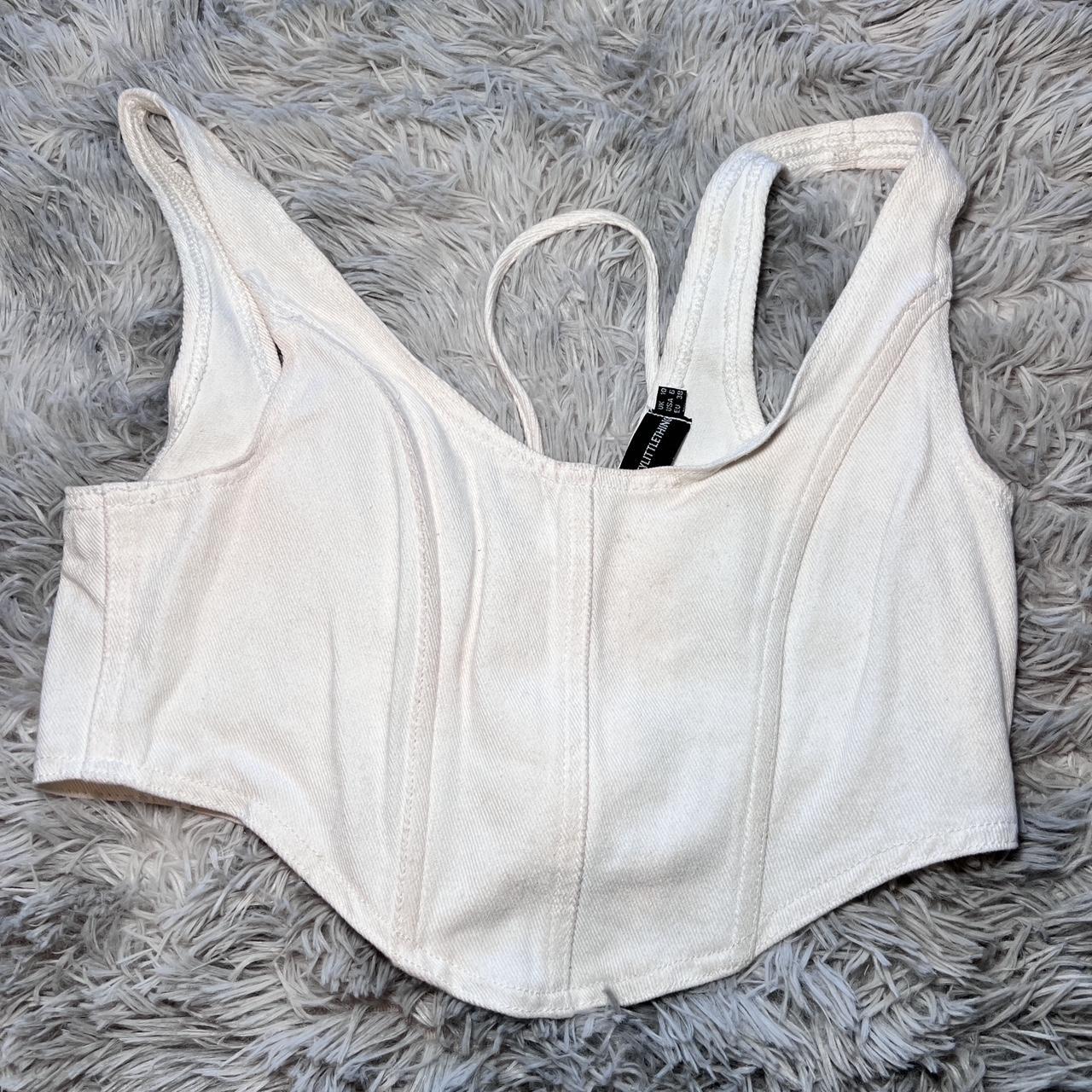 White Denim Corset Wired Form Fitting Size 6 - Depop