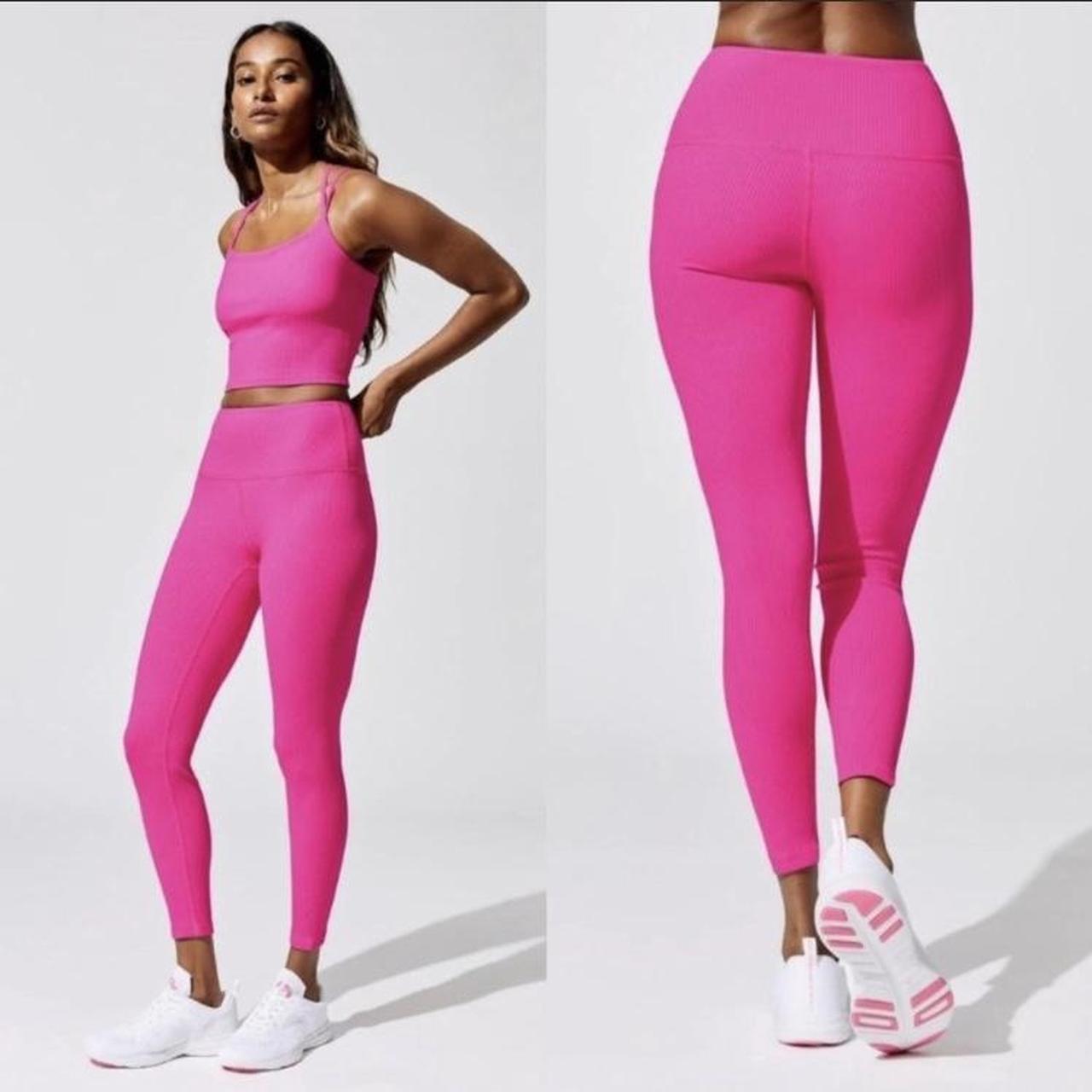 carbon38 ribbed 7/8 high waisted leggings S hot pink - Depop