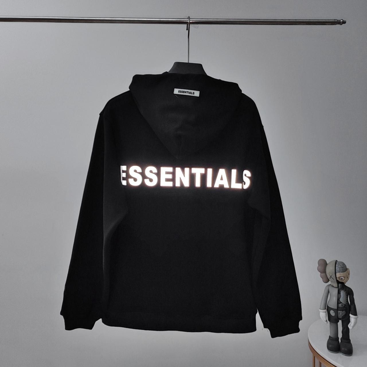 Essentials black reflective discount hoodie