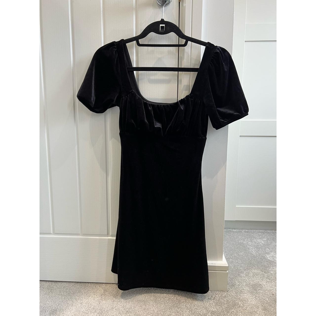 H&M velvet square neck dress. Ruched bust and small... Depop