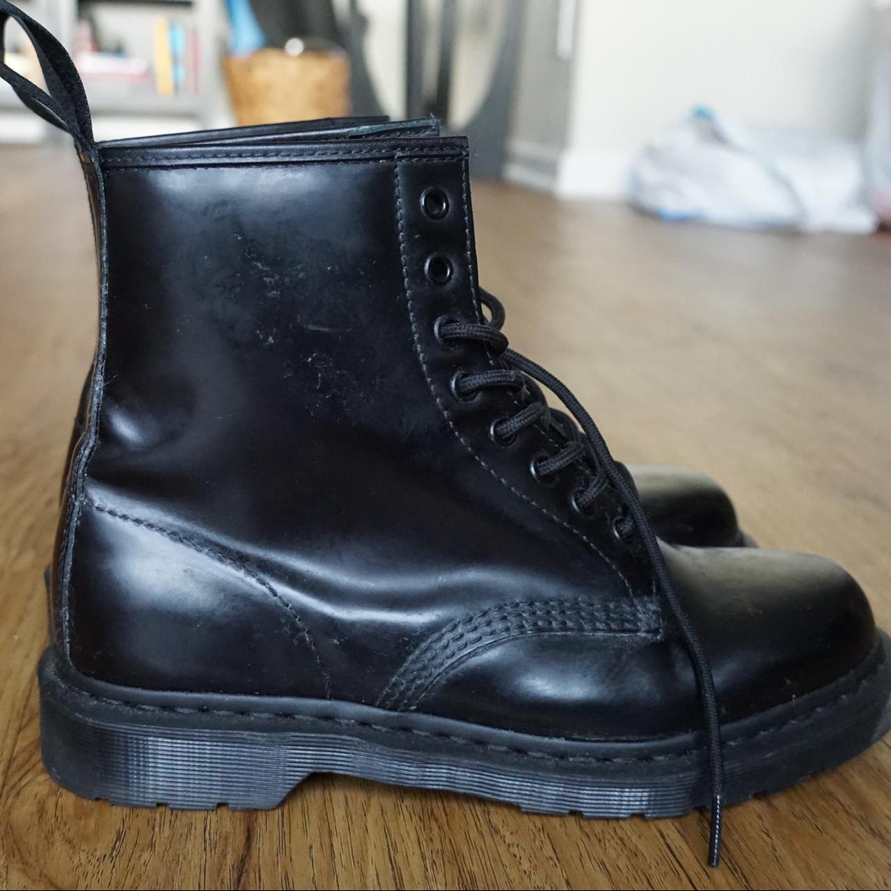 BLACK WITH BLACK STITCHING DOC MARTENS. WORN 2-3... - Depop