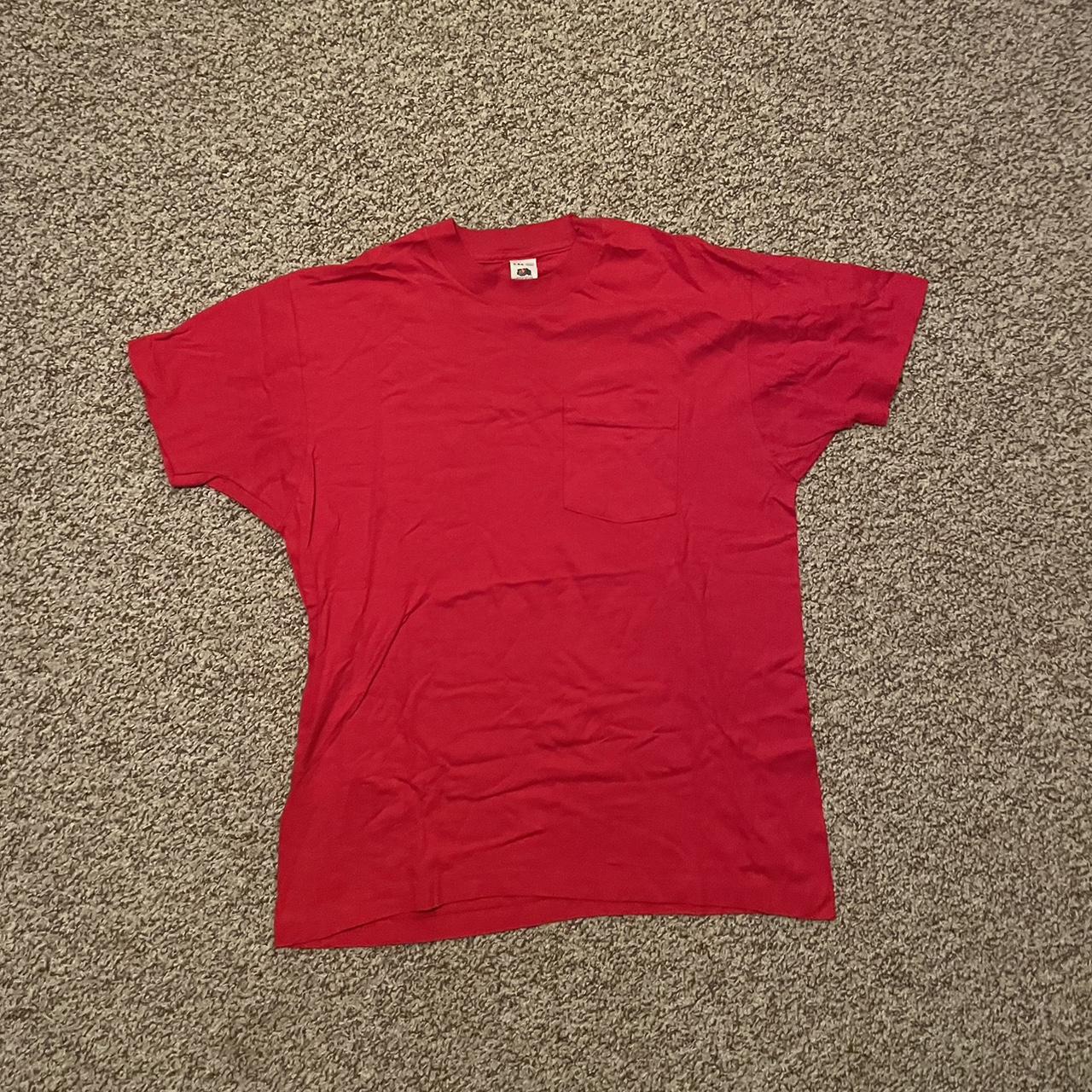 Vintage 80s Made in USA Fruit of the loom pocket Tee... - Depop